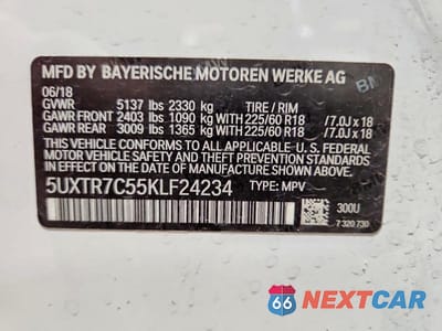 Zdjęcie 14 z 14 samochodu: 2019 BMW X3 SDRIVE30I VIN:5UXTR7C55KLF24234 - miniatura