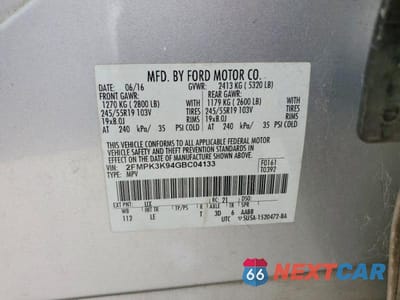 Zdjęcie 12 z 12 samochodu: 2016 FORD EDGE TITANIUM VIN:2FMPK3K94GBC04133 - miniatura