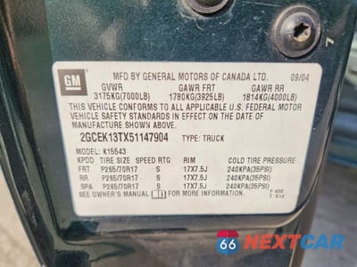 Zdjęcie 13 z 13 samochodu: 2005 CHEVROLET SILVERADO K1500 VIN:2GCEK13TX51147904 - miniatura