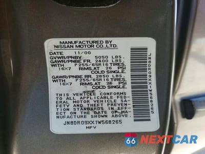 Zdjęcie 13 z 13 samochodu: 2001 NISSAN PATHFINDER SE VIN:JN8DR09XX1W568265 - miniatura