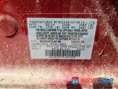Zdjęcie 12 z 12 samochodu: 2014 NISSAN VERSA 1.6 SV VIN:3N1CN7AP7EL867105 - miniatura