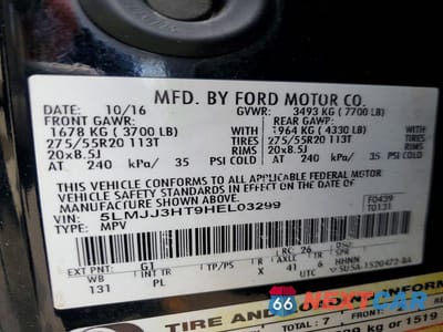 Zdjęcie 14 z 14 samochodu: 2017 LINCOLN NAVIGATOR L SELECT VIN:5LMJJ3HT9HEL03299 - miniatura