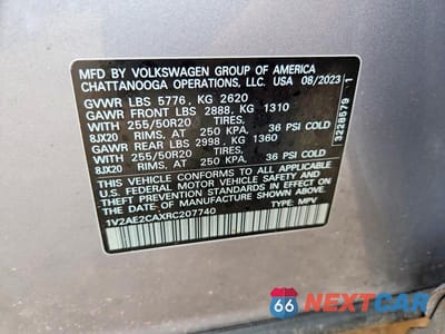Zdjęcie 12 z 12 samochodu: 2024 VOLKSWAGEN ATLAS CROSS SPORT SEL R-LINE VIN:1V2AE2CAXRC207740 - miniatura