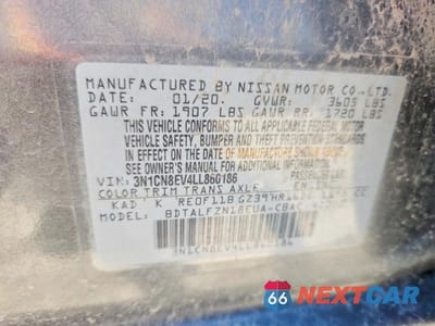 Zdjęcie 12 z 12 samochodu: 2020 NISSAN VERSA SV VIN:3N1CN8EV4LL860186 - miniatura
