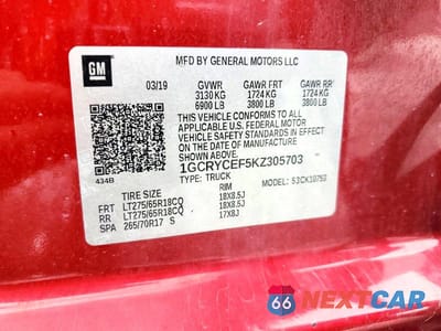 Zdjęcie 12 z 12 samochodu: 2019 CHEVROLET SILVERADO K1500 TRAIL BOSS CUSTOM VIN:1GCRYCEF5KZ305703 - miniatura