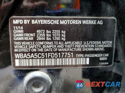 Zdjęcie 12 z 12 samochodu: 2015 BMW 528 I VIN:WBA5A5C51FD517751 - miniatura