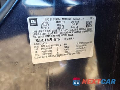 Zdjęcie 13 z 13 samochodu: 2015 CHEVROLET EQUINOX LT VIN:2GNFLFEK4F6139702 - miniatura