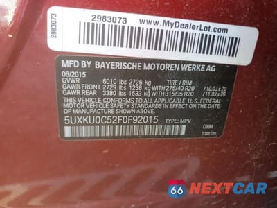 Zdjęcie 13 z 13 samochodu: 2015 BMW X6 SDRIVE35I VIN:5UXKU0C52F0F92015 - miniatura