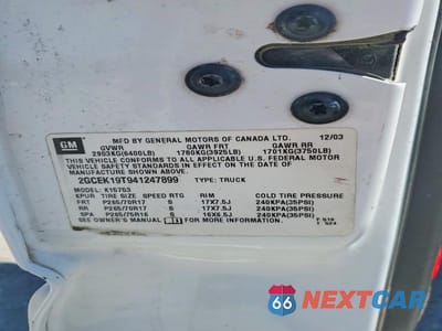 Zdjęcie 12 z 12 samochodu: 2004 CHEVROLET SILVERADO K1500 VIN:2GCEK19T941247899 - miniatura