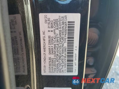 Zdjęcie 12 z 12 samochodu: 2020 HONDA ACCORD SPORT VIN:1HGCV1F35LA139921 - miniatura
