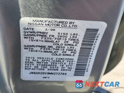 Zdjęcie 14 z 14 samochodu: 1998 NISSAN PATHFINDER XE VIN:JN8AR05Y9WW272789 - miniatura