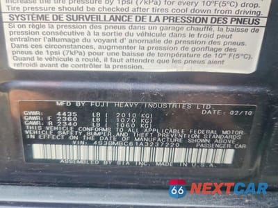 Zdjęcie 12 z 12 samochodu: 2010 SUBARU LEGACY 2.5I PREMIUM VIN:4S3BMBC61A3237220 - miniatura