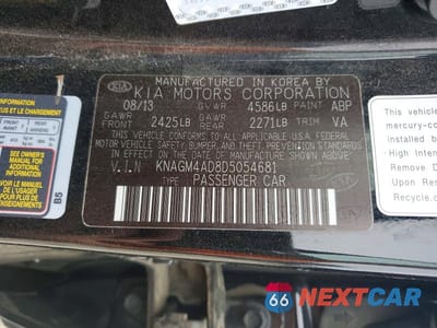 Zdjęcie 13 z 13 samochodu: 2013 KIA OPTIMA HYBRID EX VIN:KNAGM4AD8D5054681 - miniatura