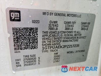 Zdjęcie 13 z 13 samochodu: 2023 GMC SIERRA K1500 VIN:1GTPUAEK2PZ217235 - miniatura