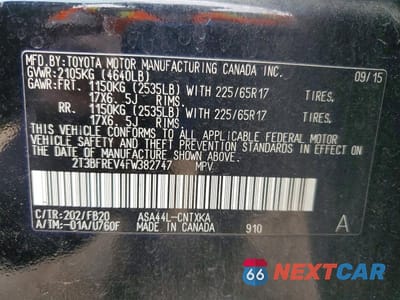 Zdjęcie 13 z 13 samochodu: 2015 TOYOTA RAV4 LE VIN:2T3BFREV4FW382747 - miniatura