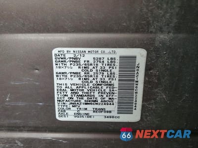 Zdjęcie 12 z 12 samochodu: 2012 NISSAN MURANO S VIN:JN8AZ1MW6CW224944 - miniatura