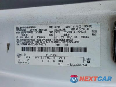Zdjęcie 12 z 12 samochodu: 2020 FORD F350 SUPER DUTY VIN:1FTRF3B6XLEC74371 - miniatura