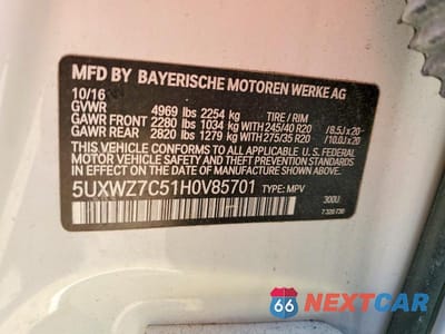 Zdjęcie 13 z 13 samochodu: 2017 BMW X3 SDRIVE28I VIN:5UXWZ7C51H0V85701 - miniatura