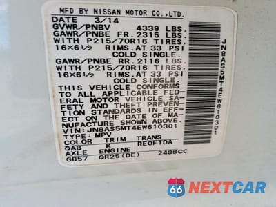 Zdjęcie 13 z 13 samochodu: 2014 NISSAN ROGUE SELECT S VIN:JN8AS5MT4EW610301 - miniatura