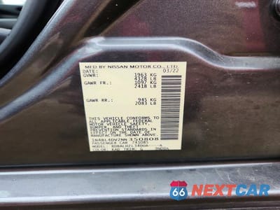 Zdjęcie 12 z 12 samochodu: 2022 NISSAN ALTIMA SV VIN:1N4BL4DV2NN350808 - miniatura
