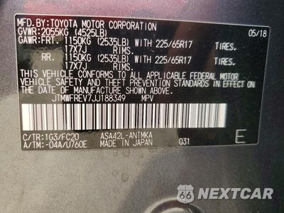 Zdjęcie 13 z 13 samochodu: 2018 TOYOTA RAV4 XLE VIN:JTMWFREV7JJ188349 - miniatura