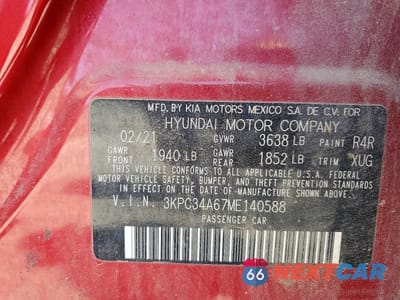 Zdjęcie 12 z 12 samochodu: 2021 HYUNDAI ACCENT LIMITED VIN:3KPC34A67ME140588 - miniatura