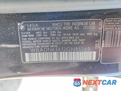 Zdjęcie 12 z 12 samochodu: 2002 BMW 540 I AUTOMATIC VIN:WBADN63432GN85569 - miniatura