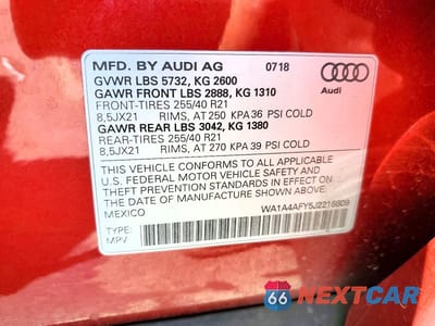 Zdjęcie 13 z 13 samochodu: 2018 AUDI SQ5 PREMIUM PLUS VIN:WA1A4AFY5J2216809 - miniatura
