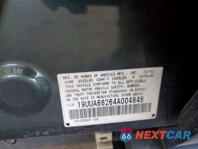 Zdjęcie 12 z 12 samochodu: 2004 ACURA TL VIN:19UUA66264A004646 - miniatura