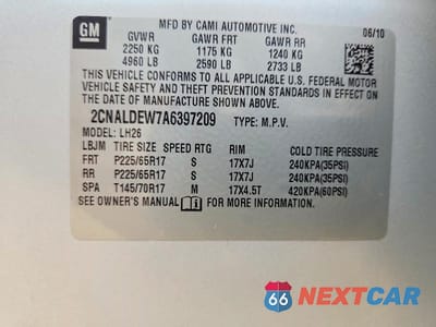 Zdjęcie 13 z 13 samochodu: 2010 CHEVROLET EQUINOX LT VIN:2CNALDEW7A6397209 - miniatura