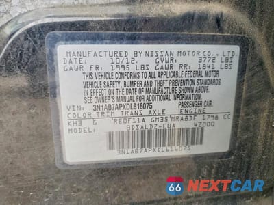 Zdjęcie 12 z 12 samochodu: 2013 NISSAN SENTRA S VIN:3N1AB7APXDL616075 - miniatura