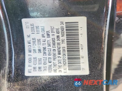 Zdjęcie 13 z 13 samochodu: 2013 HONDA ACCORD LX VIN:1HGCR2F31DA108418 - miniatura