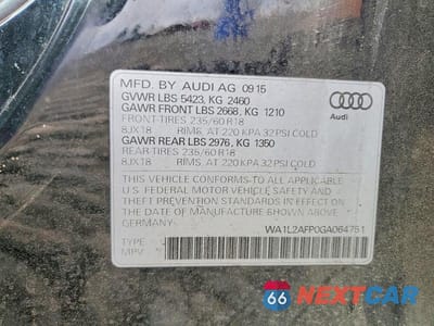 Zdjęcie 13 z 13 samochodu: 2016 AUDI Q5 PREMIUM PLUS VIN:WA1L2AFP0GA064751 - miniatura