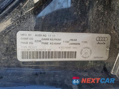 Zdjęcie 13 z 13 samochodu: 2012 AUDI A4 PREMIUM VIN:WAUBFCFL3CN014196 - miniatura