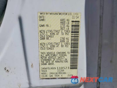 Zdjęcie 12 z 12 samochodu: 2014 NISSAN NV 2500 HD S VIN:1N6AF0LX6EN110523 - miniatura