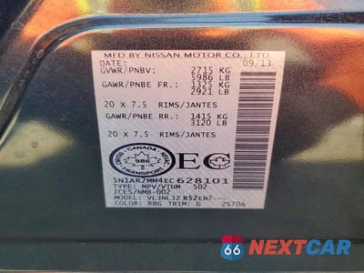 Zdjęcie 14 z 14 samochodu: 2014 NISSAN PATHFINDER S VIN:5N1AR2MM4EC628101 - miniatura
