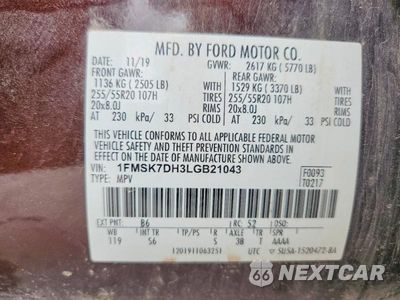Zdjęcie 13 z 13 samochodu: 2020 FORD EXPLORER XLT VIN:1FMSK7DH3LGB21043 - miniatura