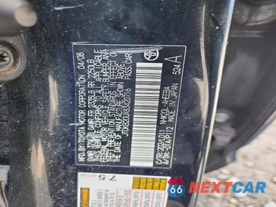 Zdjęcie 12 z 12 samochodu: 2008 TOYOTA PRIUS BASE VIN:JTDKB20UX83420716 - miniatura