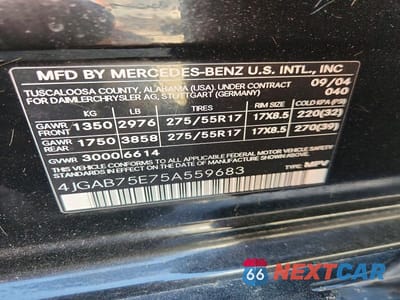 Zdjęcie 13 z 13 samochodu: 2005 MERCEDES-BENZ ML 500 VIN:4JGAB75E75A559683 - miniatura