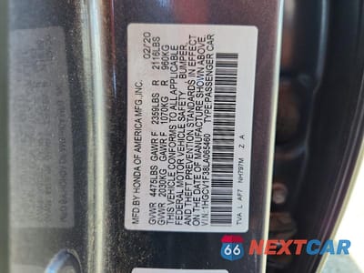 Zdjęcie 12 z 12 samochodu: 2020 HONDA ACCORD SPORT VIN:1HGCV1F38LA065460 - miniatura