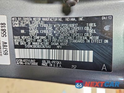 Zdjęcie 13 z 13 samochodu: 2013 TOYOTA SIENNA XLE 8-PASSENGER VIN:5TDYK3DC8DS367640 - miniatura