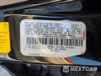 Zdjęcie 12 z 12 samochodu: 2003 LEXUS LS 430 BASE VIN:JTHBN30F830100902 - miniatura