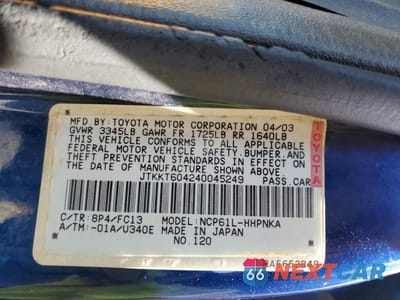 Zdjęcie 13 z 13 samochodu: 2004 SCION XA BASE VIN:JTKKT604240045249 - miniatura