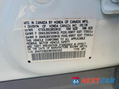 Zdjęcie 13 z 13 samochodu: 2006 ACURA MDX VIN:2HNYD18206H550333 - miniatura