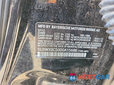 Zdjęcie 12 z 12 samochodu: 2013 BMW X3 XDRIVE28I VIN:5UXWX9C50D0A15686 - miniatura