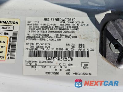 Zdjęcie 12 z 12 samochodu: 2020 FORD MUSTANG VIN:1FA6P8TH4L5126378 - miniatura