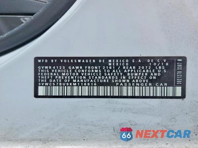 Zdjęcie 13 z 13 samochodu: 2019 VOLKSWAGEN JETTA S VIN:3VWC57BU9KM116916 - miniatura