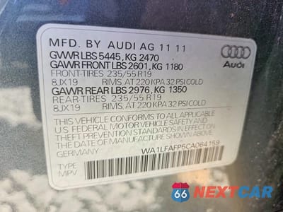 Zdjęcie 13 z 13 samochodu: 2012 AUDI Q5 PREMIUM PLUS VIN:WA1LFAFP5CA064159 - miniatura