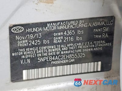 Zdjęcie 12 z 12 samochodu: 2014 HYUNDAI SONATA GLS VIN:5NPEB4AC2EH855325 - miniatura