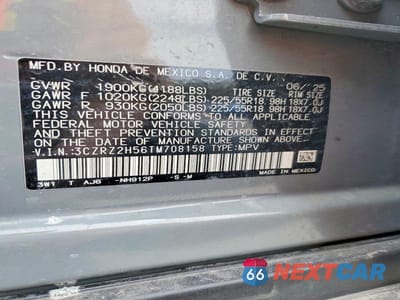 Zdjęcie 13 z 13 samochodu: 2026 HONDA HR-V SPORT VIN:3CZRZ2H56TM708158 - miniatura
